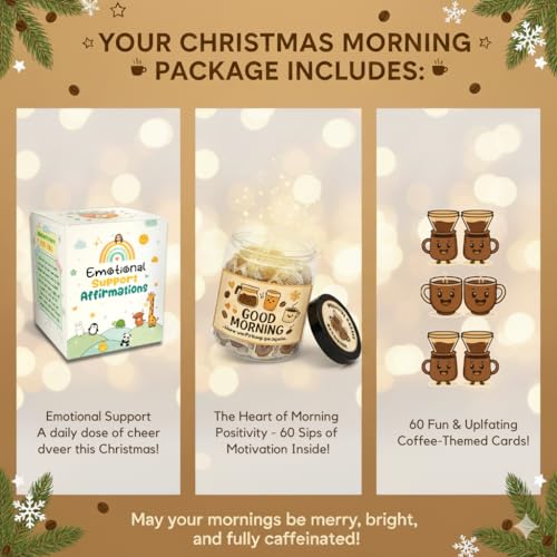 60 Positive Coffee Cards Jar, Coffee Gifts For Women and Men, Dad, Mom, Coffee Themed Lover Gift, Emotional Support Latte, Cheer Up Funny Gag Gifts for Best Friends, Coworkers