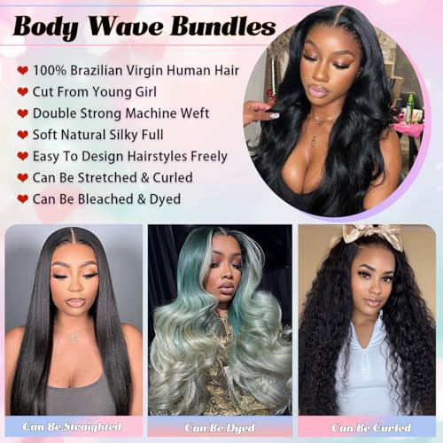 14 Inch Human Hair Bundles 12A 100% Unprocessed Brazilian Virgin 1 Bundle Weave Quick Body Wave Wavy Human Hair Bundles Natural Color