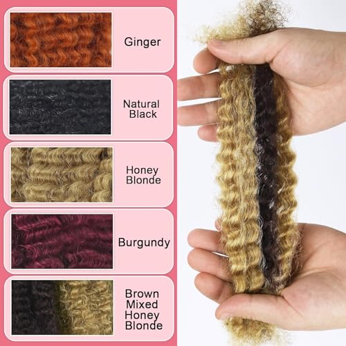 Afro Kinkys Bulk Human Hair for Dreadlocks Extensions Highlight Brown 4 Bundles Kinky Curly Afro Bulk Human Hair for Braiding Twists Repair Locs and Braids 100% Real Human Hair Total 200 Gram P4/27#