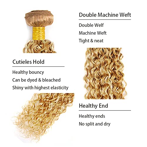 28 30 32 inch Blonde Bundles Human Hair #613 Kinky Curly Bundle P27/613 Human Hair Bundles Highlight Curly Wave Bundle