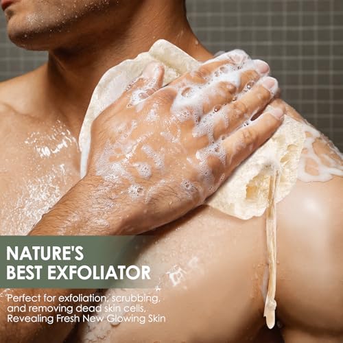 3PCS Egyptian Natural Loofah Exfoliating Body Scrubber, Natural Real Egyptian Loofah Sponge Bath & Shower Scrub exfoliating loofah for Women and Men, Luffa Sponges for Face, Back & Body