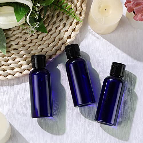 Eccliy 100 Pack 2 oz Travel Bottles Plastic Bottles with Lids Refillable Travel Size Cover Cap Plastic Liquid container for Toiletries Lotions Shampoo Creams Dispensing with 5 Funnels(Blue)