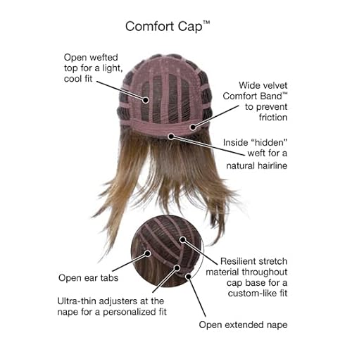 GABOR Ambitious Essential Collection Wig Cap, Mid-Length With Soft Bangs and Beachy Wave by Hairuwear, Medium Brown