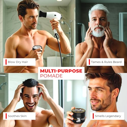 Bossman Natural Hair & Beard Pomade for Men (Vetiver X Scent) ? Medium Hold & Moisturizing for Hair, Beard & Mustache Styling ? Made in USA