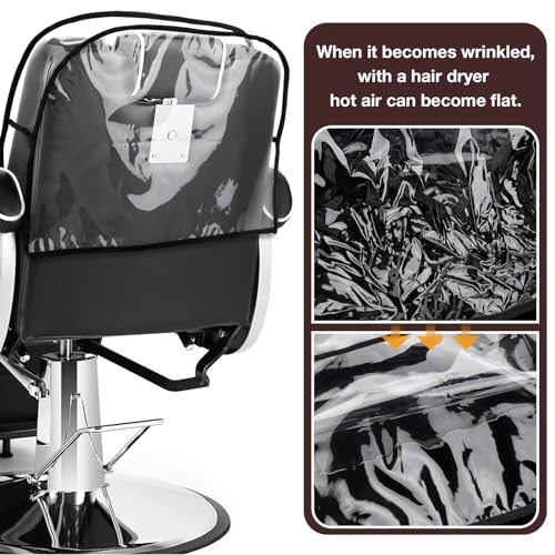 Noverlife Round Barber Chair Cover Protector, 20 in Wide Clear PVC Salon Chair Cover, Hairdressing Chair Back Stitched Cover Durable Easy Clean Covers Prevents Damage for Hair Salon Spa Office Chairs