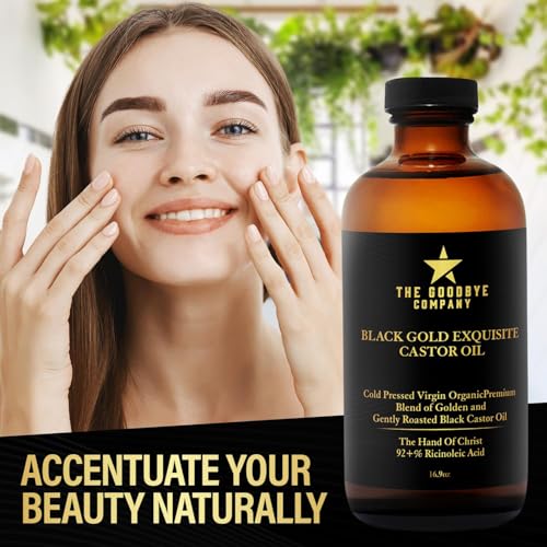 The Goodbye Company 100% Pure Organic Jamaican Black Castor Oil - Premium Cold-Pressed for Hair Growth, Skin Moisturizing, Eyelashes & Eyebrows - 16.9oz