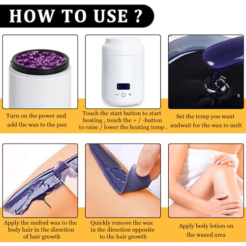 PODOY Mini Wax Warmer - Switchable Display, Portable for Hair Removal with 100 Wax Sticks, Non-Stick Waxing Kit for Women's Face and Body, Professional Melter Machine