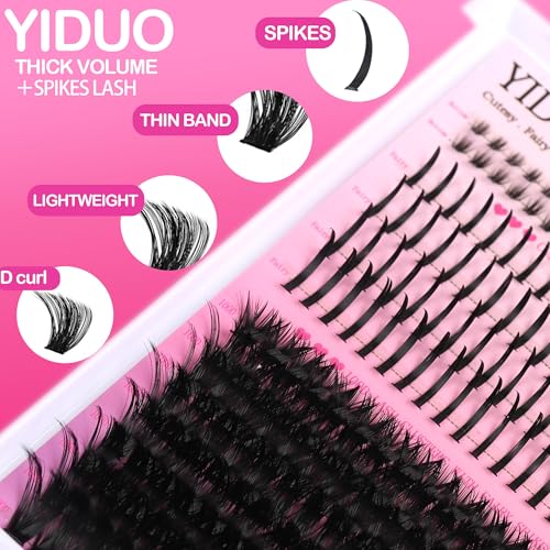 Lashes Clusters Kit Bottom Lashes with Spikes 100D Cluster Eyelash Extensions Kit 10-120mm D Curl Volume Manga DIY Individual Strips Lashes Thick with Lash Bond and Seal Tweezers Remover