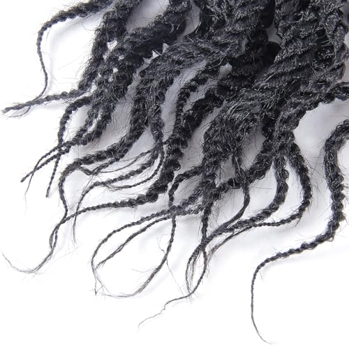 14Inch Wavy Senegalese Twist Crochet Hair Braids Wavy Ends Synthetic Hair Extension Curly Crochet Twist Braiding Hair (8Packs,#1B)