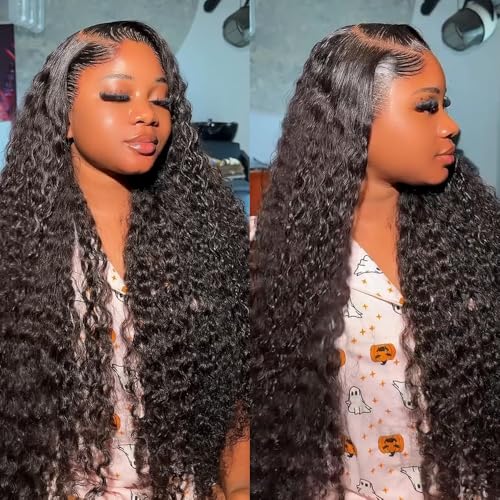 34 Inch 13x6 Lace Front Wigs Human Hair Water Wave Hd Lace Frontal Wigs Human Hair Wet And Wavy Pre Plucked With Baby Hair 200 Density Water Wave Glueless Frontal Wigs For Women Natural Color