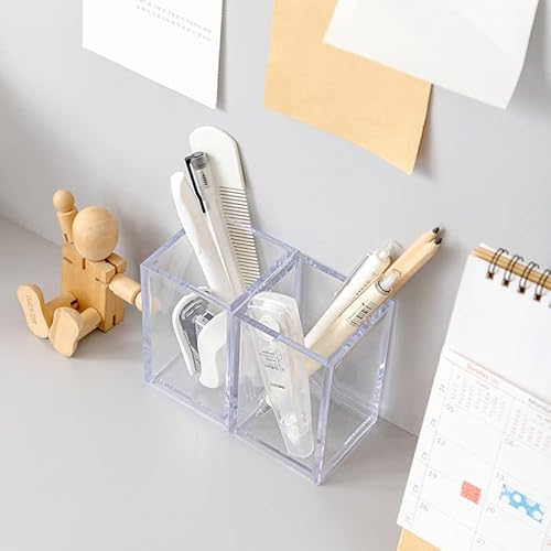 3 Pack Clear Acrylic Cosmetic Pencil Pen Holder Cup, Clear Makeup Brush Holder, Desk Acrylic Brushes Storage