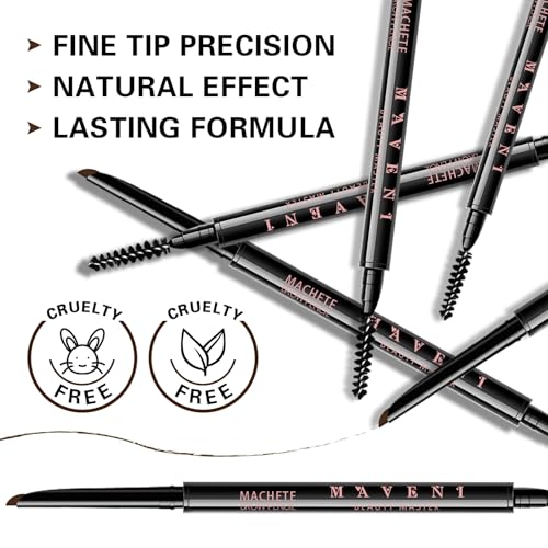 Microblading Eyebrow Pencil, Eyebrow Retractable Definer Pencil, Long Lasting Eye Brow Pencil, Angled Precision Tip, 0.1MM Ultra Slim Eyebrow Makeup, Waterproof, Smudgeproof (05 DEEP BROWN)