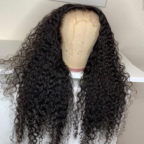 Aliglossy Deep Wave Lace Front Wig Human Hair 13x4 Curly Lace Frontal Wig for Black Women 180 Density Kinky Curly Wet and Wavy Glueless Wig Human Hair