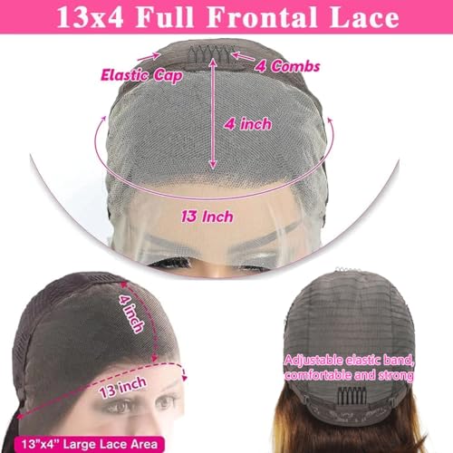 Highlight Bob Wig Human Hair P4/27 Color 13x4 HD Lace Front Wigs Human Hair Pre Plucked Hairline for Women Blonde Highlight Bob Wigs 180% Density 12 Inch
