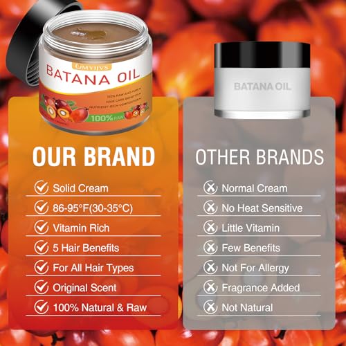 Batana Oil for Hair Growth: 100% Organic & Pure Dr Sebi Unrefined Batana Oil from Honduras - Repairs Damaged Hair - Prevents Hair Loss - Enhances Hair Thickness for Men & Women 4.2 oz