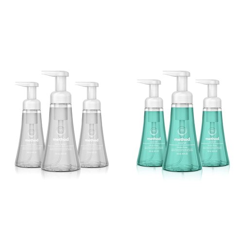 Method Foaming Hand Soap, Sweet Water, Biodegradable Formula, 10 fl oz (Pack of 3) & Foaming Hand Soap, Waterfall, Biodegradable Formula, 10 fl oz (Pack of 3)