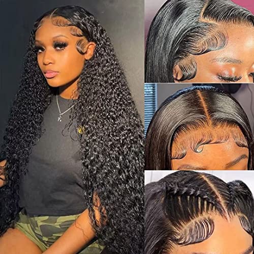 5x5 Lace Closure Wig Deep Wave 5x5 Hd Lace Closure Wigs Human Hair For Women 180% Density 100% Virgin Human Hair Free Part 5x5 Deep Curly Closure Wig Pre Plucked Realistic Looking 24 inch
