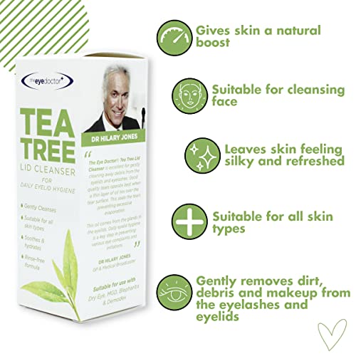The Eye Doctor Tea Tree Lid Cleanser 100ml ? Daily Eyelid Hygiene Remove Debris & Make-up Eyelid Eyelashes ? For Sensitive Eyes ? Contains Tea Tree Oil Argan Oil Coconut Oil & Micellar Water