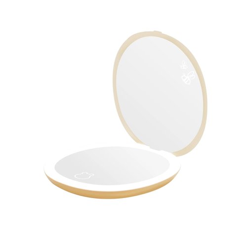 Impressions Vanity Winnie The Pooh 11 O'clockish LED Compact Mirror with 3X Magnified Top Mirror, Winnie The Pooh Artwork Travel Mirror with Touch Sensor LED Lighting and Adjustable Brightness