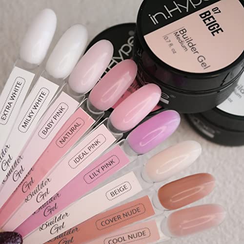 IN.HYPE UV/LED Hard Builder Gel for Nail Extension/Strengthening Beige #7. Sculpting color uv gel.