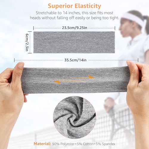 Headbands for Women, Stretchy Non Slip Soft Cotton Cloth Hair Bands for Sports, Workout, Yoga and Running, 7pcs