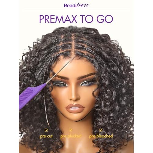 LUVME HAIR Boho Braided Deep Curly 5x5 Closure Lace with Braided Bob 10 Inch Human Hair Wigs Curly Deep Wave Glueless 12 Inches Pre Cut Plucked Hd Lace Short Wig Ready To Go Bleached Knots Black Wigs