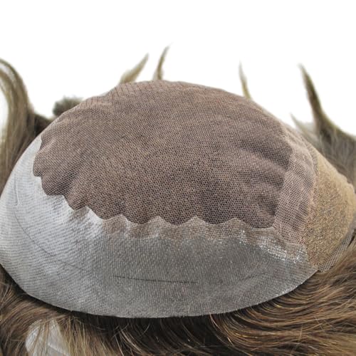 Hair Toupee for Men Dark Brown 2# Swiss Lace Front Undetectable Mens Q6 Human Hair System Replacement