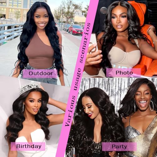 13X6 Lace Front Wigs Human Hair Body Wave Human Hair Wig HD Transparent Lace Frontal Wigs 180 Density Glueless Wig Pre Plucked with Baby Hair for Women 32 Inch