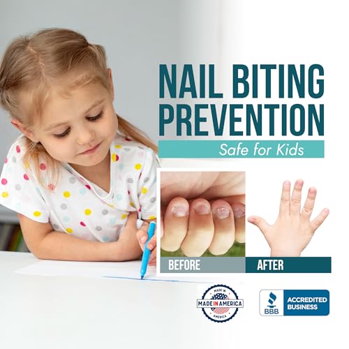 Stop Nail Biting Treatment - Clear, Bitter-Tasting Nail Polish To Stop Nail-Biting - Easy To Apply and Safe For Children - Nail Strengthener Solution - Nail Care for Healthy Nail Growth (0.5 fl oz)