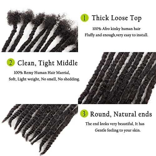 Orientfashion 8inch Textured loc Extensions Human Hair Curly Ends 0.8cm Thickness Full Hand-made Permanent Dreadlock Extensions Human Hair for Women/Men(8inch 70strands, 0.8cm Natural black)