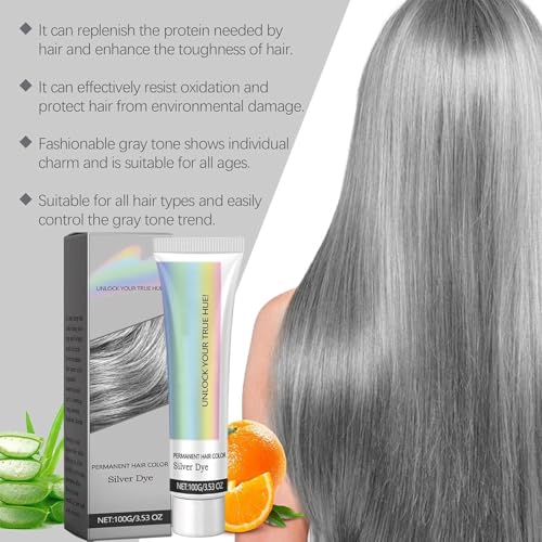 Easiotward Silver Hair Dye, Easiotward 2-in-1 Natural Essence Extract Silver Hair Dye, Silver&Gray Natural HairDye Cream, for All hair Types (2pcs)