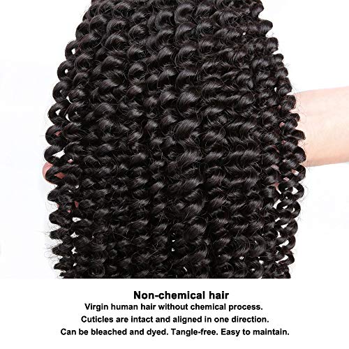 Yvonne Kinky Curly Human Hair Weave 3 Bundles Brazilian Virgin Hair Extension with Natural Color (16 16 16)