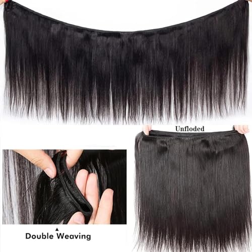 Human Hair Bundles,Straight 4 Bundles 22 24 26 28 Inch,16A Bundles Human Hair,100% Unprocessed Virgin Brazilian Hair Extensions Double Weft, Quick Weave Sew In Hair Bundle