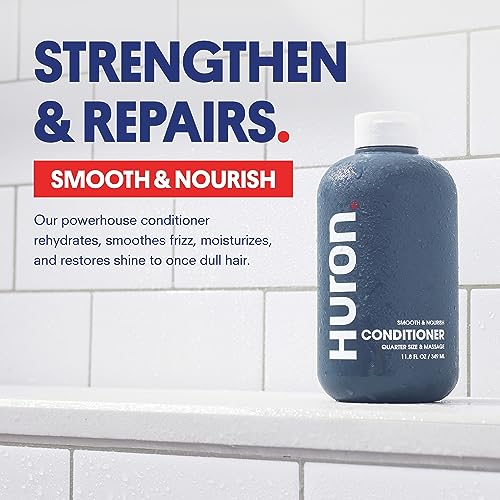 Huron Men¡¯s Conditioner - Lightweight, Hydrating Conditioner - Eliminates Frizzy Hair, Moisturizes, & Restores Shine - Clean & Invigorating Scent - 100% Vegan Ingredients & Cruelty-Free - 11.8 Fl Oz (2 Pack)