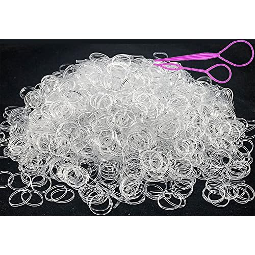 2000 PCS Clear Elastic Mini Ponytail Rubbers Ties, Soft Non-Slip Small Hair Accessories for Girls, with 2 PCS Topsy Tail Tools