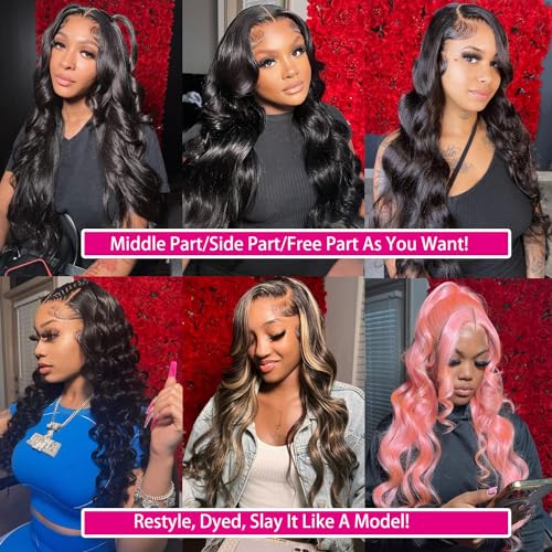 Body Wave Lace Front Wigs Human Hair 13x4 HD Lace Frontal Wigs Human Hair Pre Plucked 180 Density Brazilian Glueless Wigs Human Hair for Women Natural Color 26 Inch