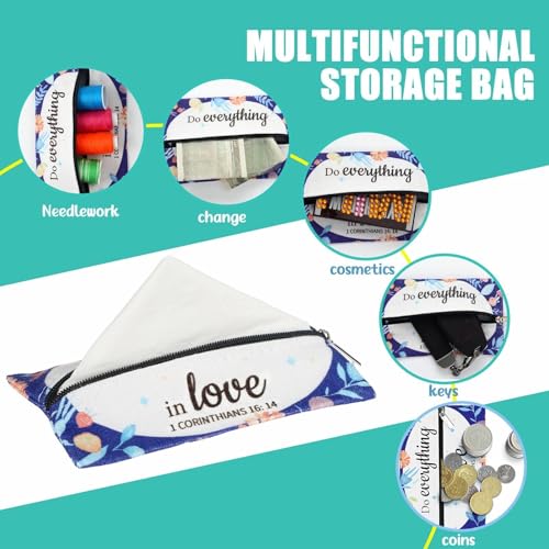 Zhanmai 20 Pcs Pocket Tissue Holder Bible Travel Purse Tissue Holder with Christian Inspirational Verse Floral Travel Pouch Reusable for Women Men Employee Appreciation Church Gifts Bulk 5 x 3 Inch