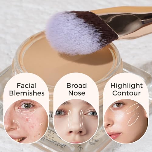 ENERGY Concealer Brush Under Eye, Small Angled Makeup Kabuki Precision Face Blending Brush - Liquid Cream Foundation Concealer for Dark Circles, Eyeshadow,Make Up Nose Contour Applicator Vegan (Pink)