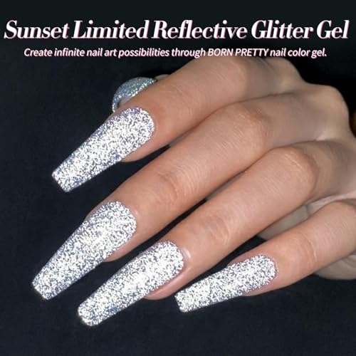 Born Pretty Reflective Glitter Gel Nail Polish, 6 Colors Holographic Gel Polish Long Lasting Sparkly Shiny Nail Polish U V Set for Manicure and Nail Art, DIY at Home, Salon-Quality 7ml