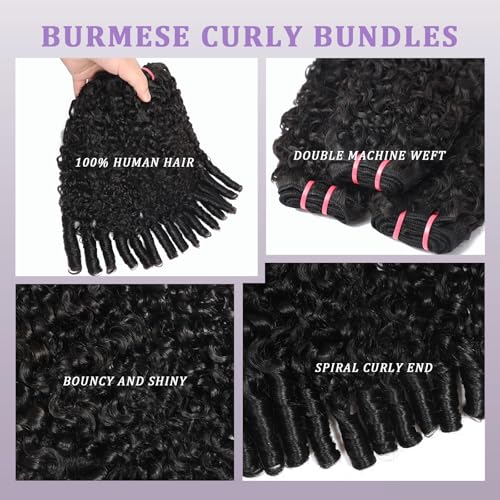 Beauty Queen 16A Burmese Curly Bundles Human Hair 18 20 22 Inch 100% Unprocessed Virgin Remy Bundles 3C4A Burmese Curly Human Hair Full And Thick Hair Extensions