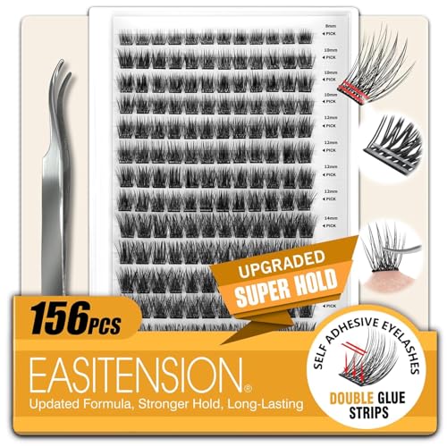 156 PCS Self Adhesive Eyelashes Clusters Kit Lash Clusters DIY Eyelashes Pre Glued No Glue Needed No Remover No residue
