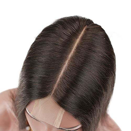SingleBestHair Lace Closure Human Hair Silky Straight 2x6 Middle Part Closure with Baby Hair 100% Unprocessed Brazilian Virign Remy Hair Natural Color (16 inches)