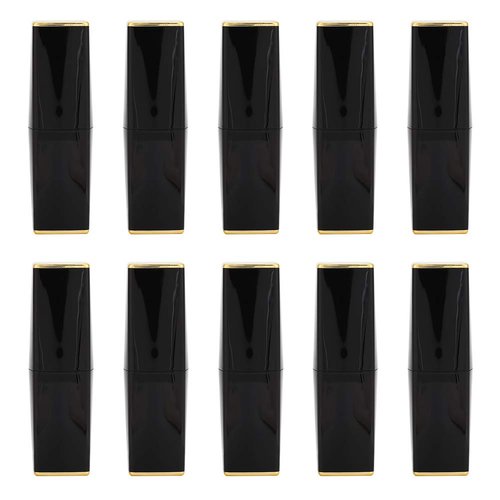 Sonew DIY Empty Lip Balm Bottles Lipstick Tubes Bottom Containers, Homemade Lipsticks Tube with Lid, Bright Black Matte Magnetic Clasp Tube(10PC-Bright Black)