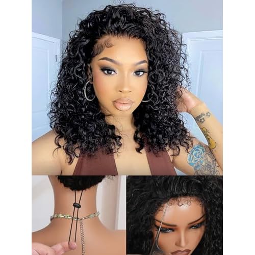 Invisi Water Wave Half Wig Human Hair with 4C Edge | Flip Over 3-In-1 Drawstring Wig 180 Density | Pre-Blended Seamless Crown | No Glue | Natural Look for 3B/3C Everyday Protective Style 10 Inch