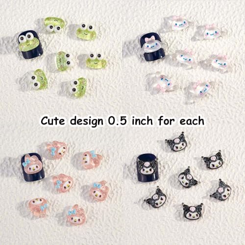 80Pcs Kawaii Nail Charms Set, 3D Cartoon Colorful Nails Accessories for DIY Nail Art, Y2k Resin Rhinestones Nail Decorations (80P)