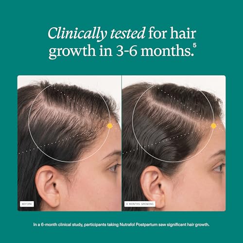 Nutrafol Postpartum Hair Growth Supplements, Clinically Tested for Visibly Thicker Hair and Less Shedding, Breastfeeding-Friendly - 1 Month Supply, 1 Refill Pouch
