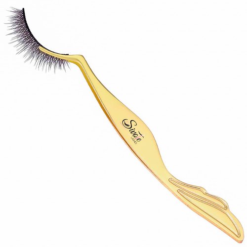 SIVOTE Lash Tweezers & Applicator Tool Set, 2-Pack Precision Tweezers (Straight & Curved Tip, Pink) with Gold Eyelash Applicator Tool for Extensions & False Lash Application