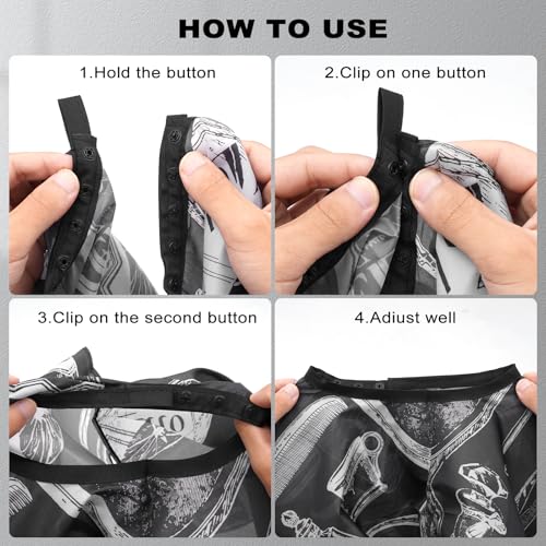 Barber Cape - 12pcs Waterproof Hair Cutting Cape with Snap Closure, Anti-Static Salon Apron for Women, Men, Kids - Professional & Home Use White and black pattern