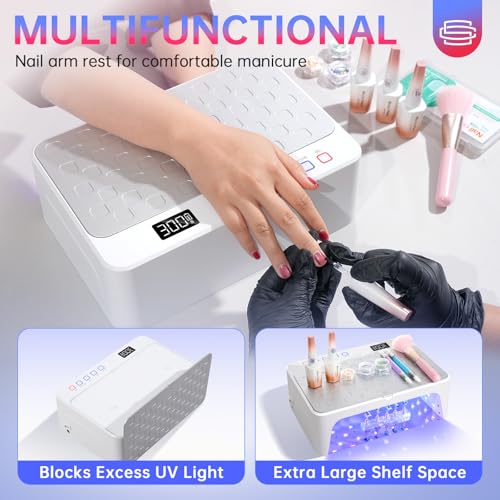UV LED Nail Lamp, Rechargeable UV Light for Gel Nails, Luxury Nail Dryer, Curing Lamp for Gel Polish Dryer, Two Hand with Special Red Light Skincare, 4+2 Timer