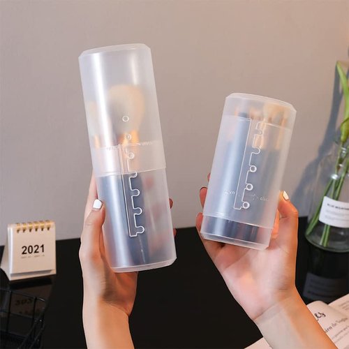 Karyluky Retractable Makeup Brush Holders, Clear Plastic Travel Makeup Brush Cup with Lid, Portable Cosmetic Brush Organizer Container, Dustproof Brushes Storage Case for Women Make-up Artist, 1pc